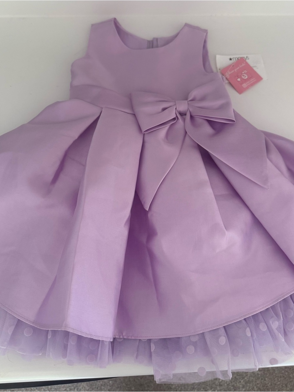Rare Editions Lilac Satin Party Dress with Bow